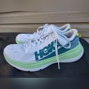 Hoka One One Carbon X White/Green Ash Running Shoes Men's Size US 10 Excellent